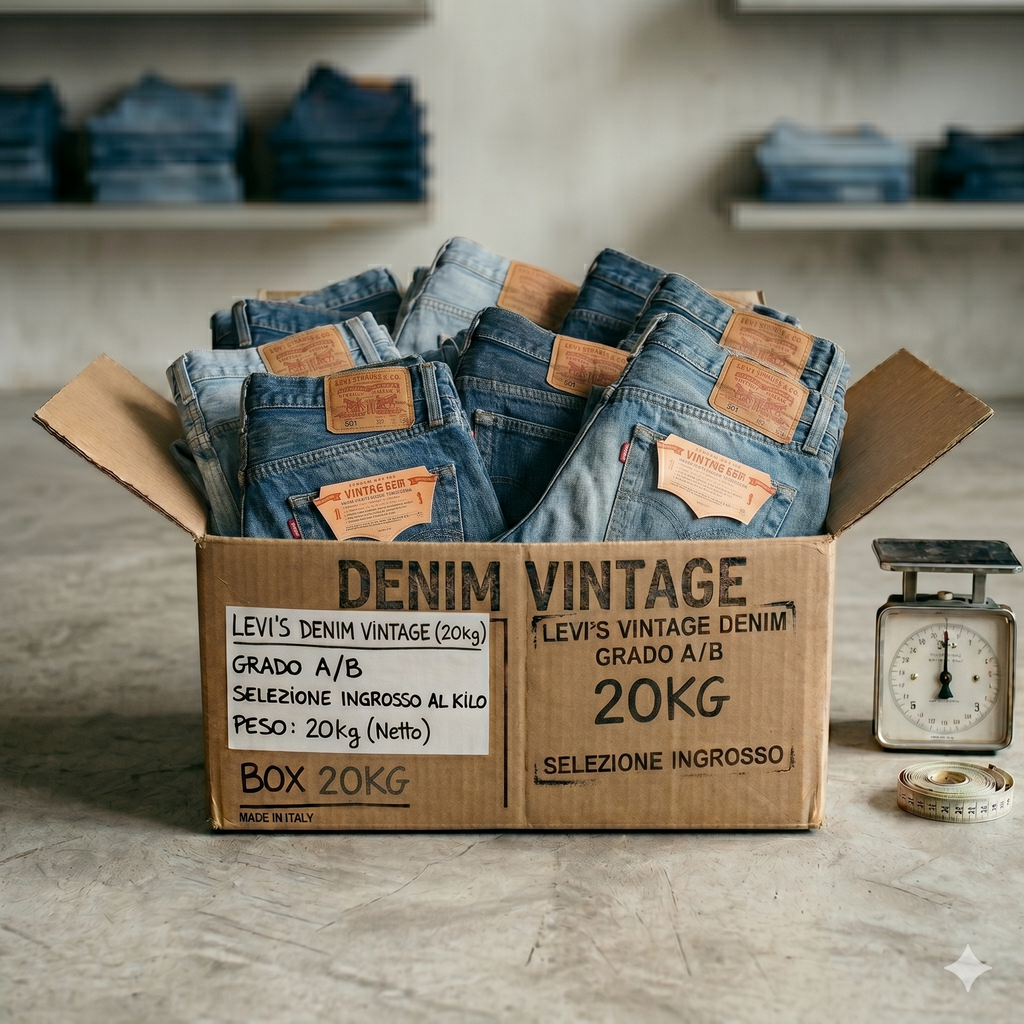 Box Levi's Denim Vintage Grado A/B - Selezione Ingrosso al Kilo